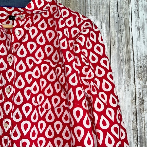 Talbots Red Geometric Cotton Button Down - Picture 4 of 5